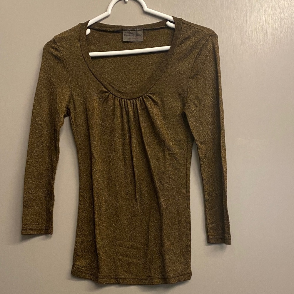 Michael Stars Metallic Brown Long Sleeve Top